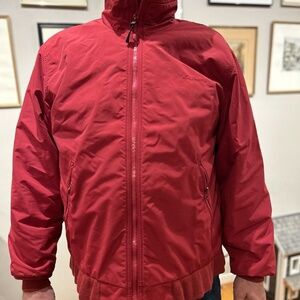 VINTAGE 90S LL BEAN WARM-UP BURGUNDY JACKET BLUE FLEECE LINER MENS LARGE